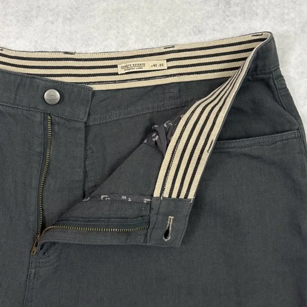 Faherty Pants Mens 42x32 Gray Reserve Movement Linen Blend 5 Pocket Golf Chinos